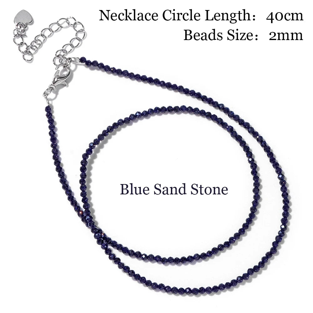 Minimalism Lapis Lazuli Small Beads Necklaces Fashion Natural Stone Unakites Labradorites Necklaces Choker For Female Yoga Gifts