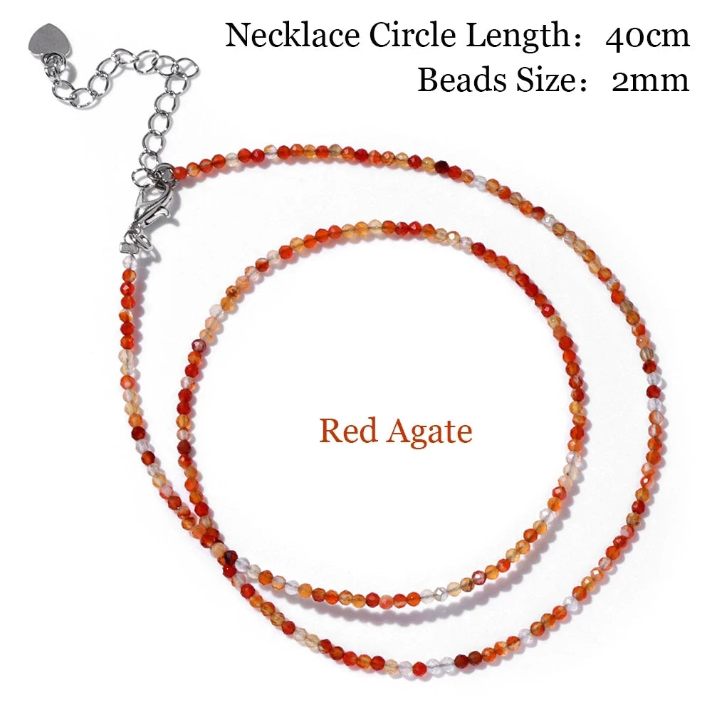Minimalism Lapis Lazuli Small Beads Necklaces Fashion Natural Stone Unakites Labradorites Necklaces Choker For Female Yoga Gifts