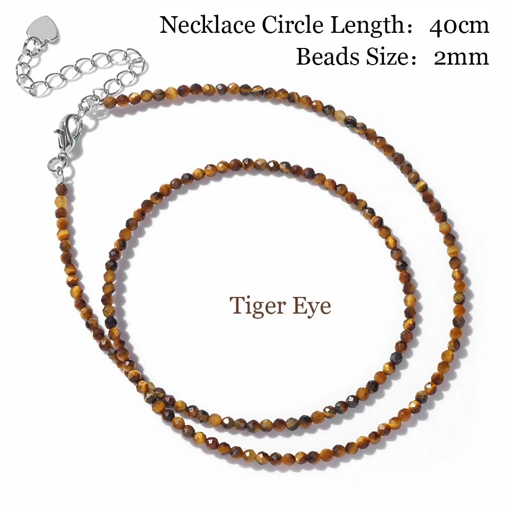 Minimalism Lapis Lazuli Small Beads Necklaces Fashion Natural Stone Unakites Labradorites Necklaces Choker For Female Yoga Gifts