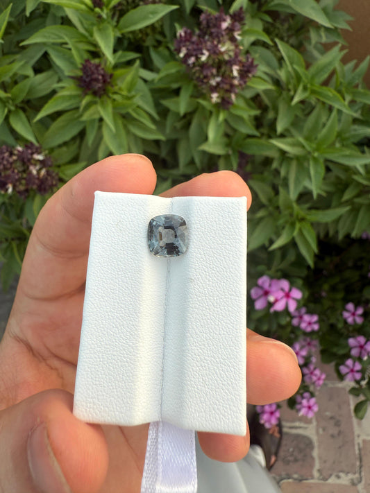 Natural Grey Spinel Cushion Cut 3.36 Carat Untreated Burma Spinel Brilliant Loose Gemstone for Custom Fine Jewelry