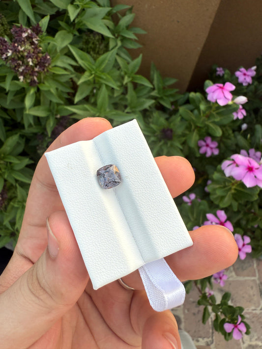 Natural Grey Spinel 2.57ct Square Cushion Cut Purplish Grey Untreated Burma Gemstone for Custom Jewelry