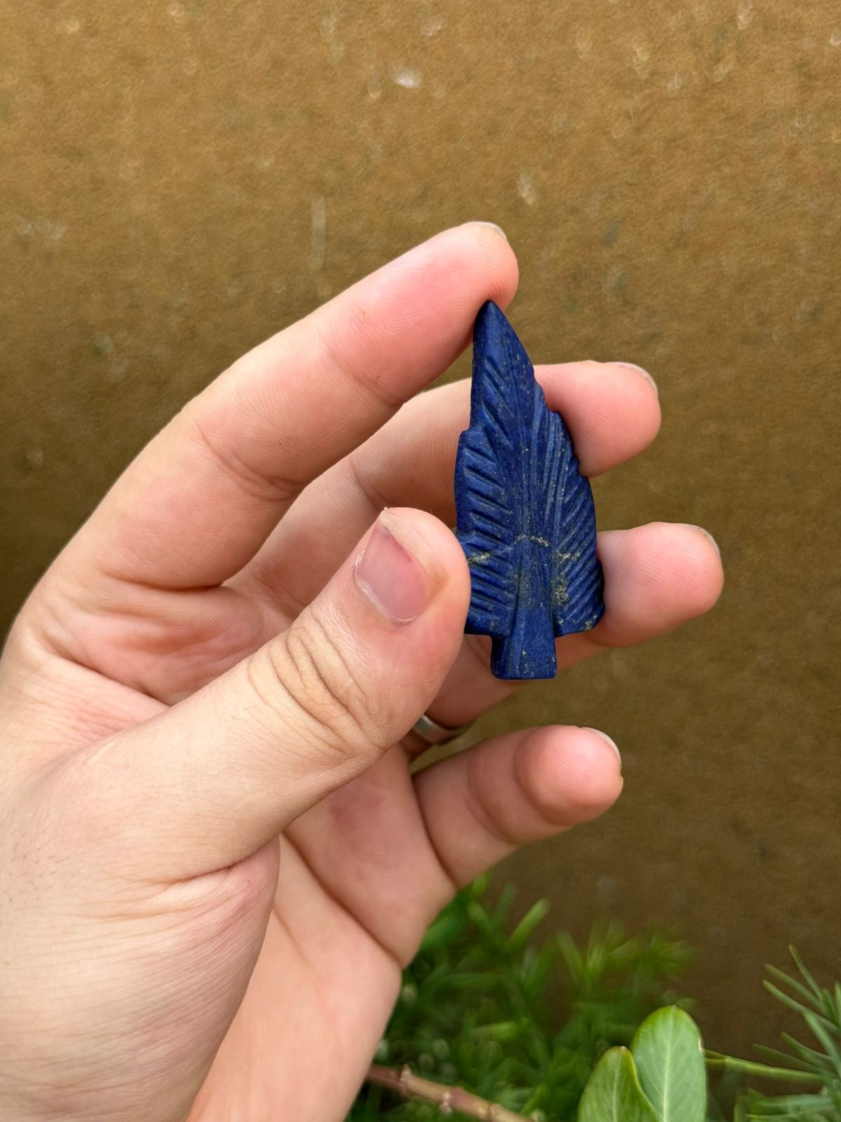 Natural Afghan Lapis Lazuli Leaf Carving  11.55g  52.6 x 28.9 x 4.8 mm  Origin Afghanistan