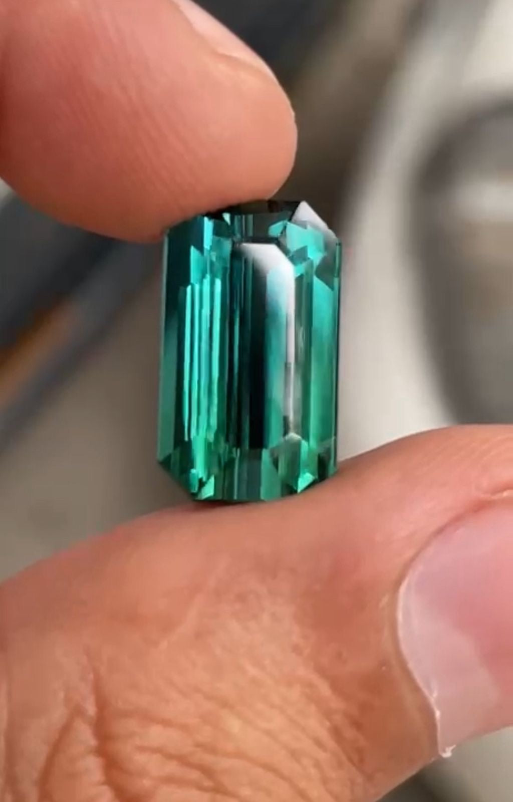 Natural 8.90 Ct Green  Tourmaline Emerald Cut Vivid Color  Gemstone