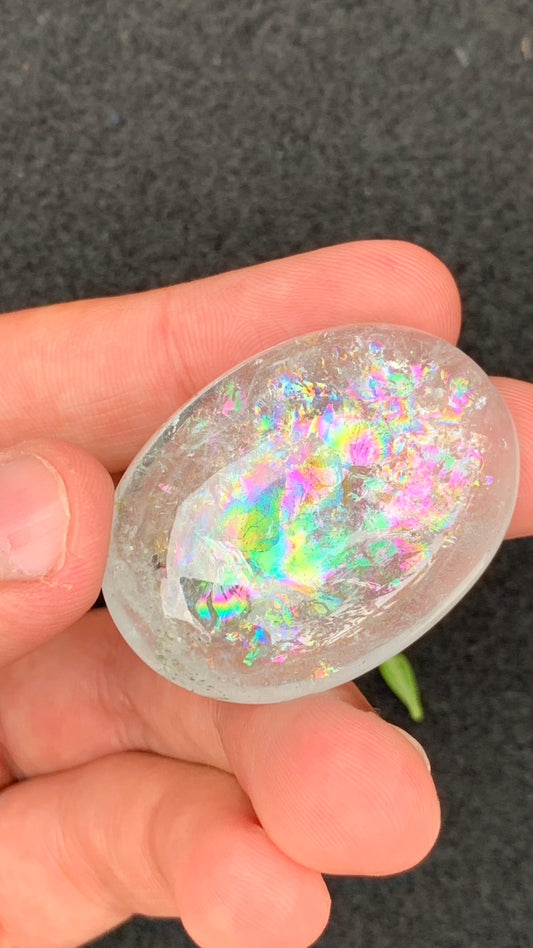 Natural Rainbow Aquamarine Cap 116 Ct Large Polished Gemstone for Jewelry Design or Collector Display Untreated Crystal Specimen