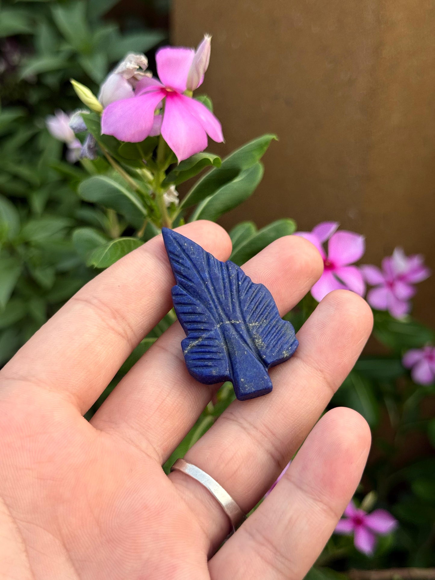 Natural Afghan Lapis Lazuli Leaf Carving  11.55g  52.6 x 28.9 x 4.8 mm  Origin Afghanistan