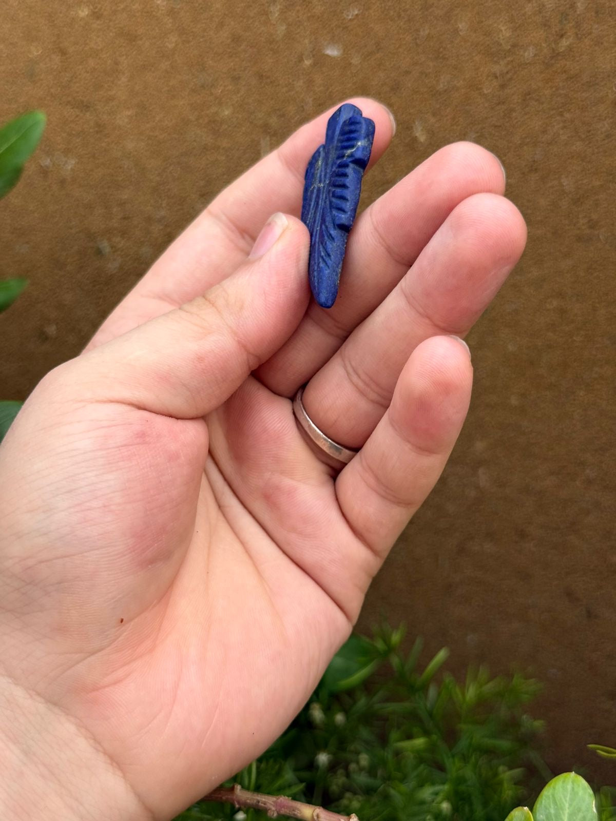 Natural Afghan Lapis Lazuli Leaf Carving  11.55g  52.6 x 28.9 x 4.8 mm  Origin Afghanistan