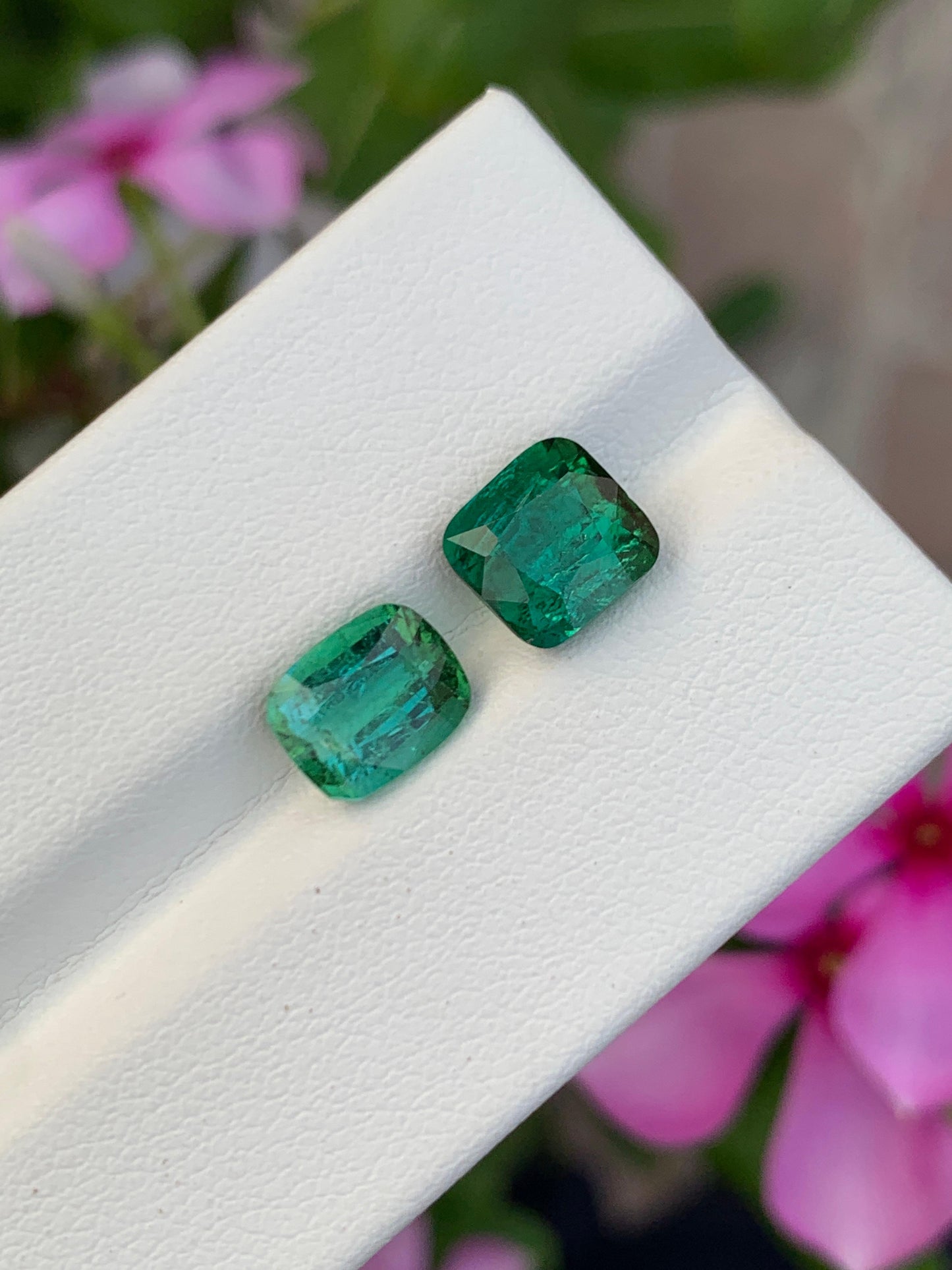 Natural 4.65 Ct Tourmaline Pair Green Faceted Gemstones Loose Stones for Jewelry