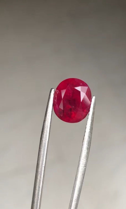 Vivid Red Natural 4.91 CT Ruby Afghanistan Certified Untreated Oval Gemstone